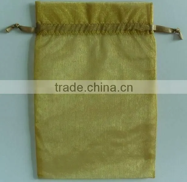 8*12cm gold organdy drawstring wedding/christmas/party gift bags china manufacturer for packing candy gift