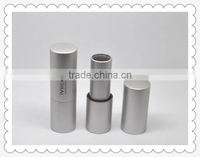 high quality matte silver magnet round metal lipstick tube