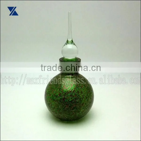hand made ball shape green with shiny dot texture glass perfume bottle