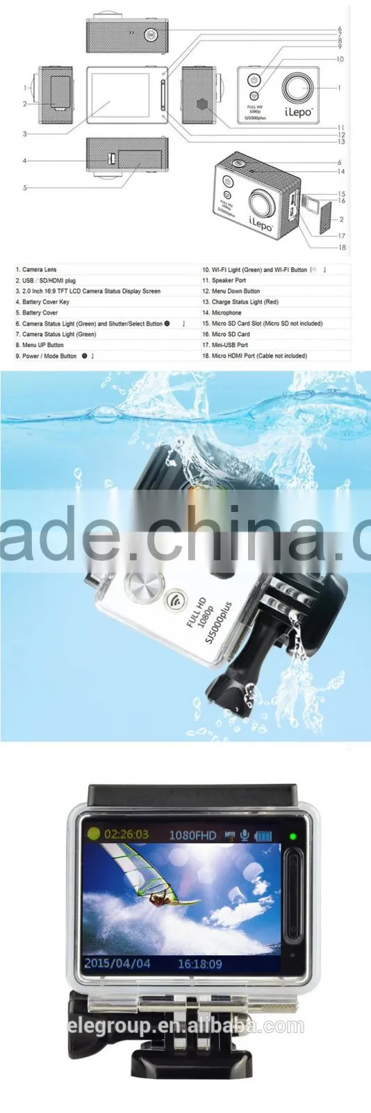 2.0 inch LCD screen hd 1080p waterproof outdoor SJ5000plus digital camera wifi sports cameras