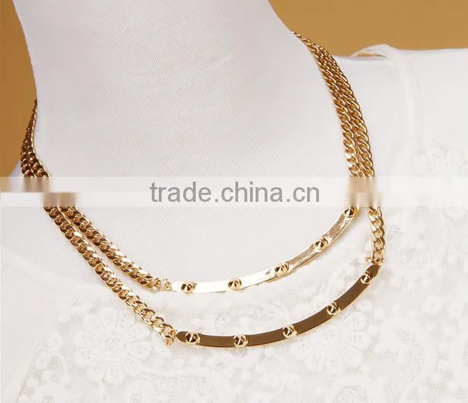 Fashion Double Layered Thin Gold Chain Necklace Simple Jewelry