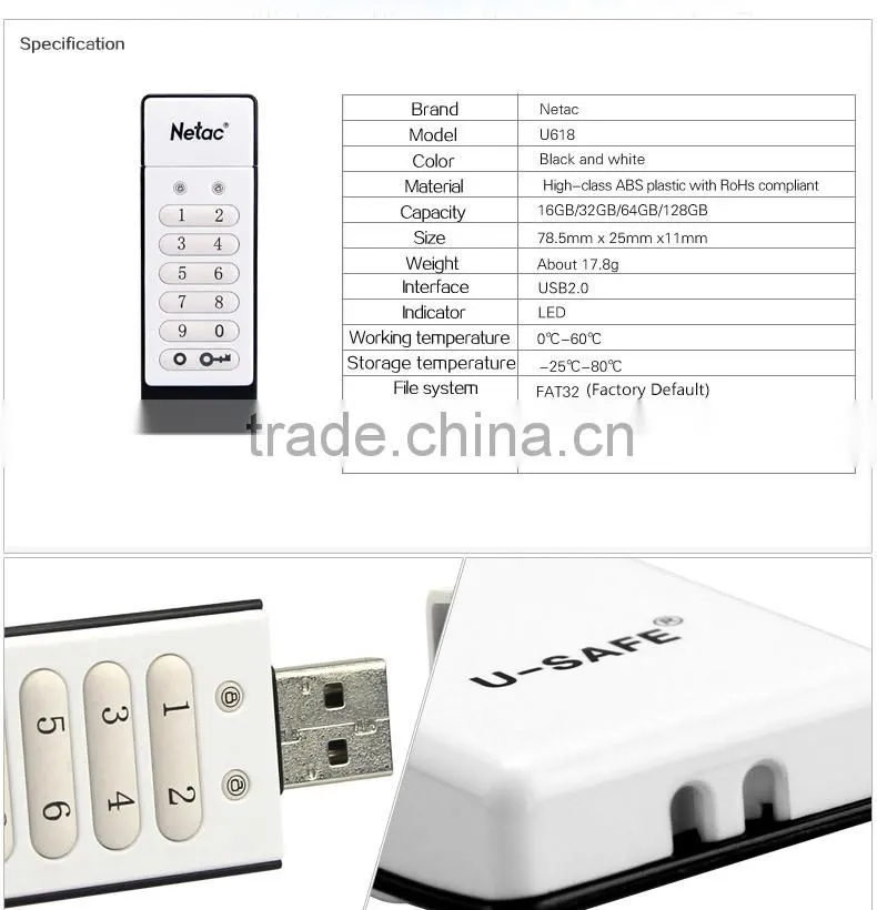 Netac U618 keyboard encryption USB Flash Drive