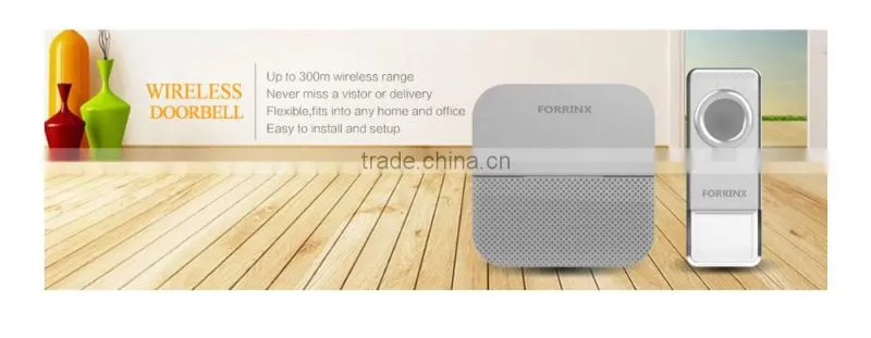 FORRINX Wireless Door Chime No Need Battery for the Receiver and Transmitter 52 Songs 300m Range LED Indicator