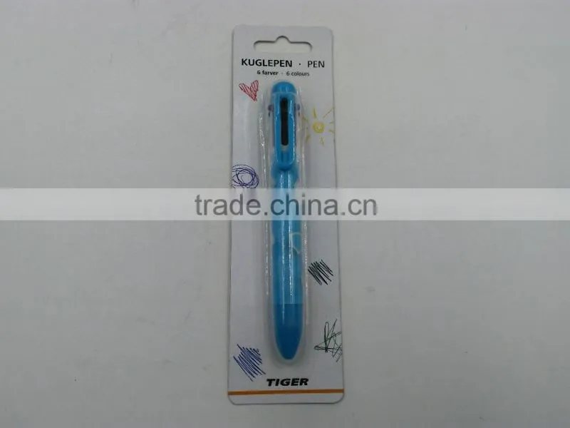 6 color ink ballpoint colorful telescopic ball pen