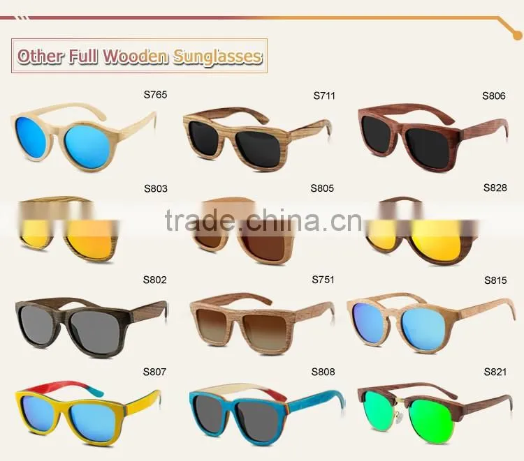 Custom polarized wooden sunglasses cheap wooden sunglasses mirror/revo lens