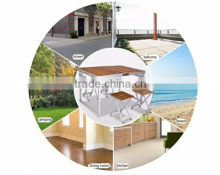 Wood Aluminium Folding Table Portable Camping Patio Folding Outdoor Table Chair