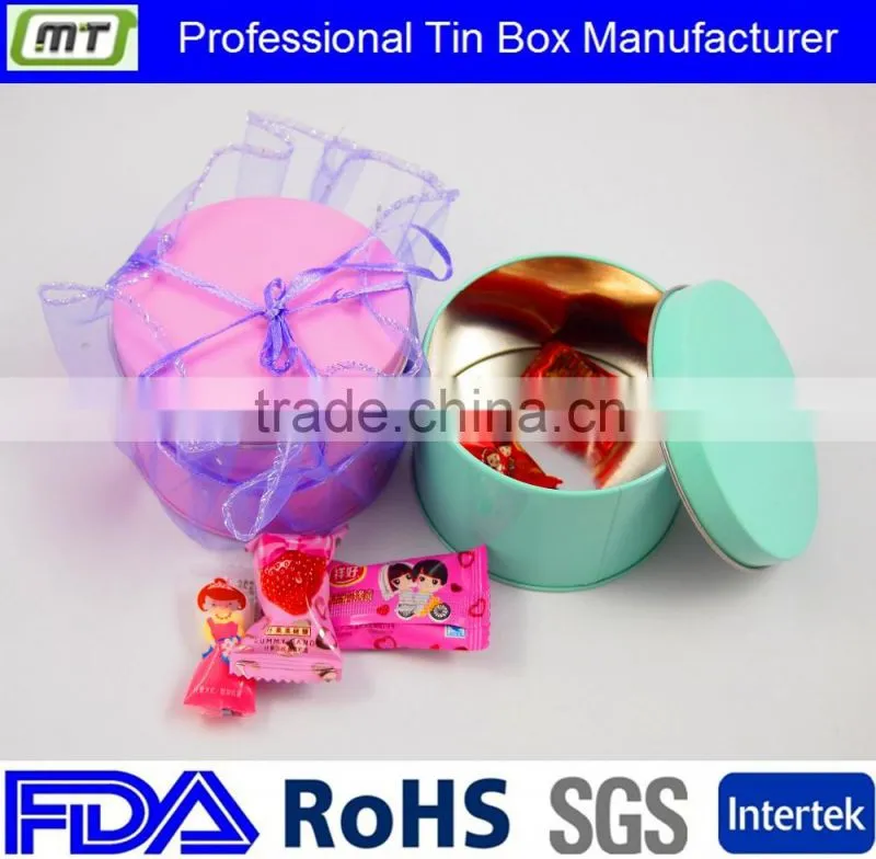 color metal tin can for candy or sweet
