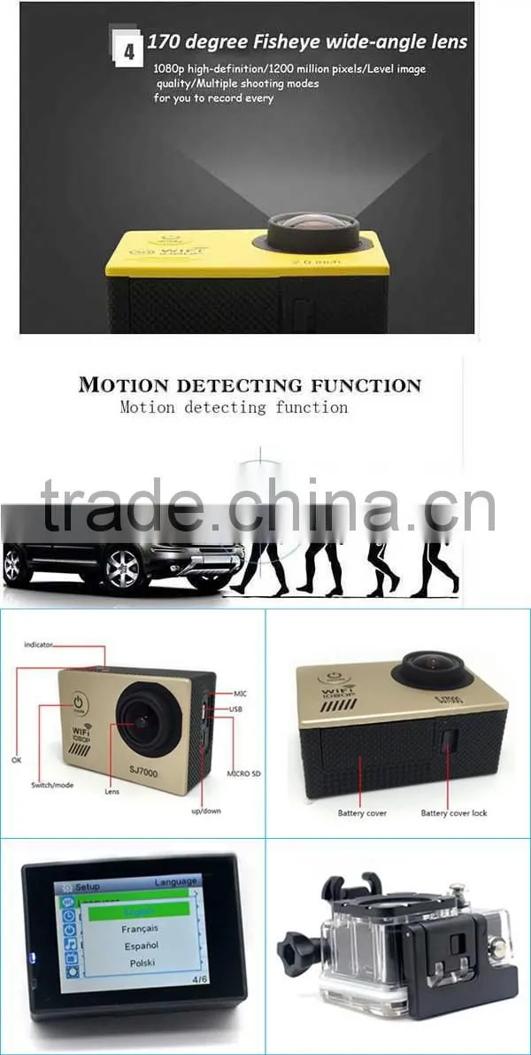 China wifi underwater sj7000 sport mini camera action
