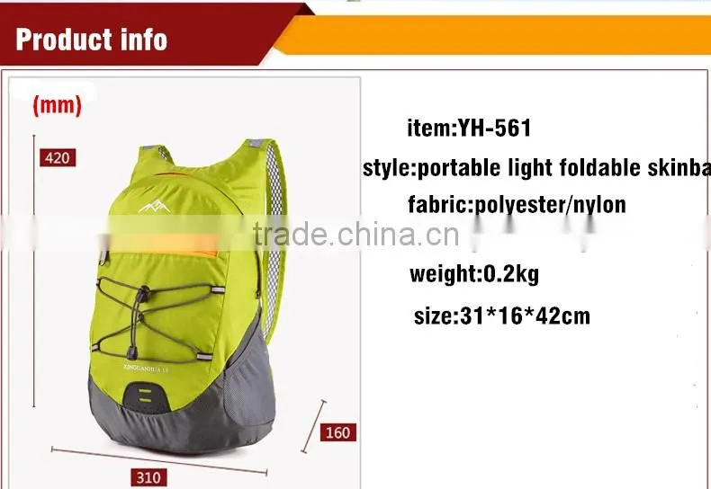 Wholesale colorful outdoor light foldable backpack, sports backpack