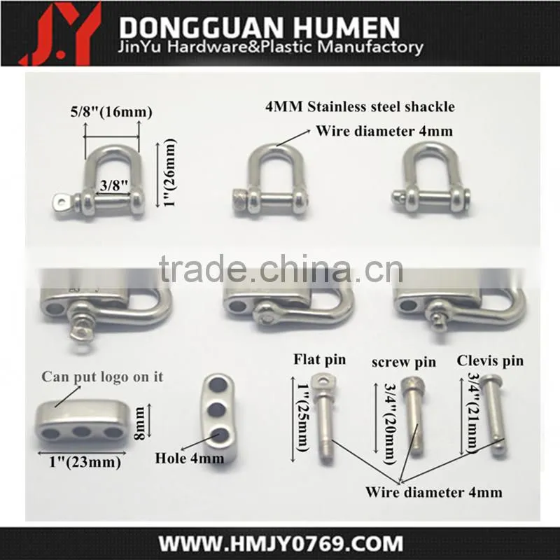 5mm Stainless steel paracord d shackles with clevis pin