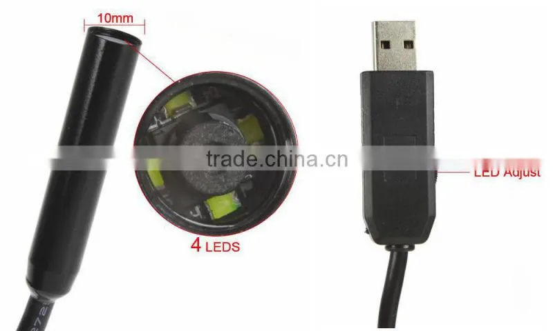 20M Cable Length Inspection Camera IP66 Waterproof 10mm Lens Mini USB Endoscope Camera Borescope Tube Snake Scope 4 LEDs