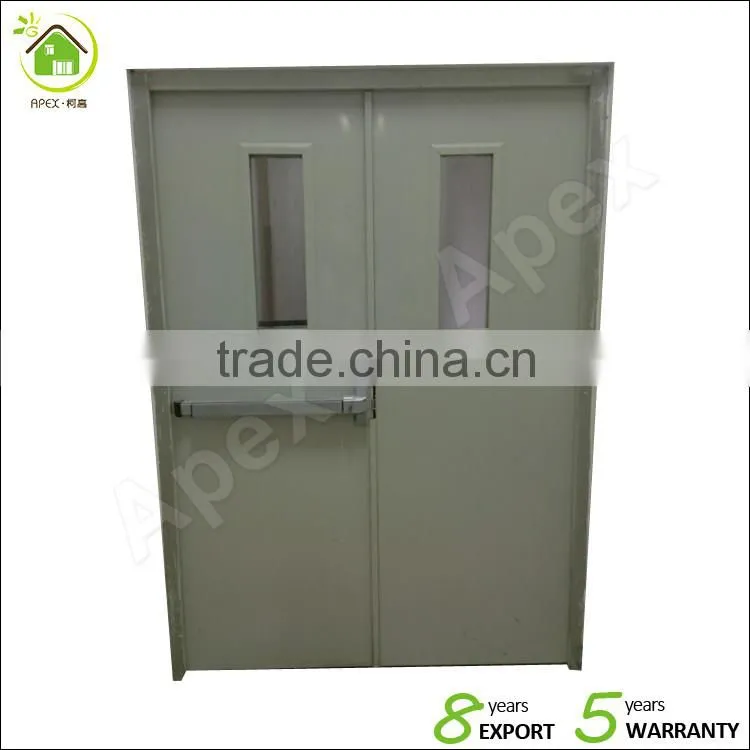 HOLTE UL FIRE DOOR galvanized steel powder coated gray beige wood color with panic bar