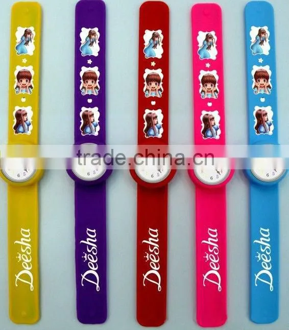 promotion gifts silicone slap watch kids silicon wristband slap watch full printed oem design children slap watch for promotion