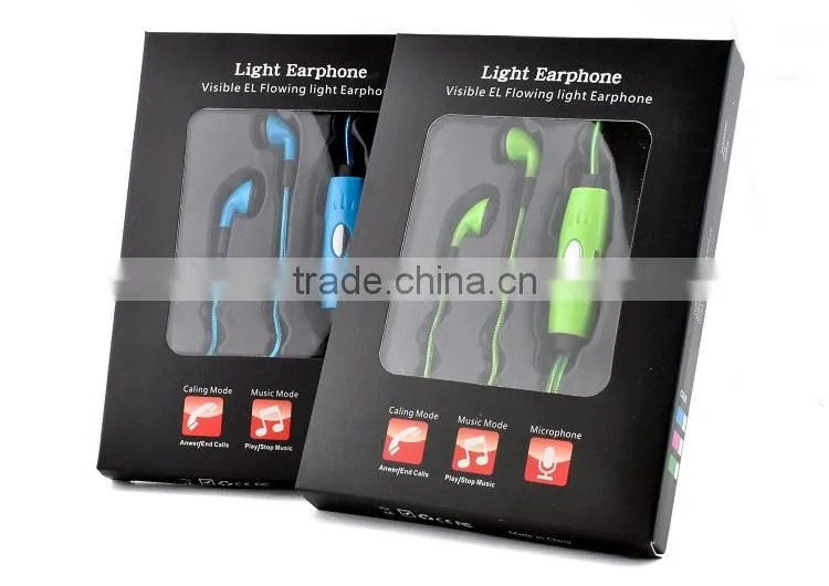 Mobile phone accessory light EL long wire earphone with microphone