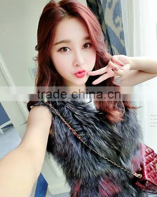 wholesale stylish genuine real raccoon fur vest for women