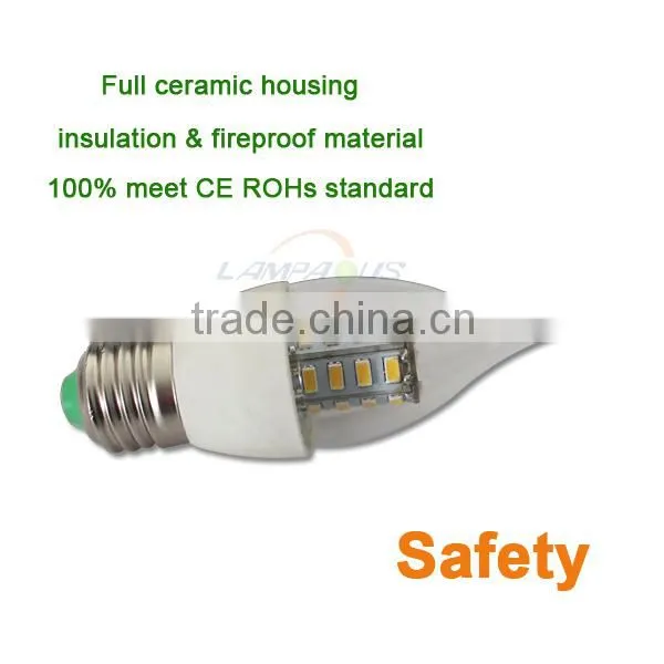 ceramic 80lm/watt E14/E27 5W LED SMD Candle Light Bulbs 40W Equivalent Chandelier Lamp
