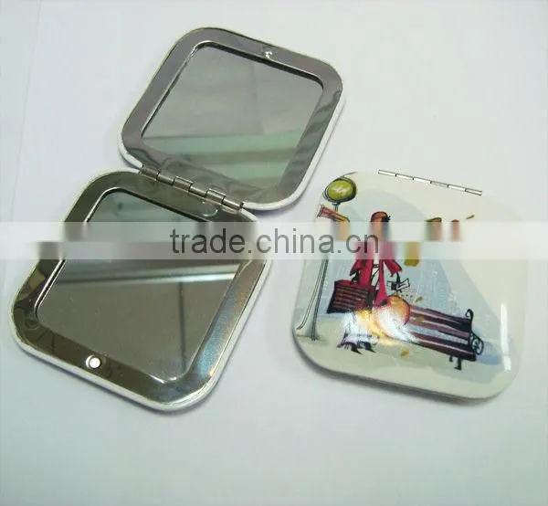 Printed Metal Pocket Mirror Square Cosmetic mirror/Make-up Mirror/Compact Mirror in Aluminium