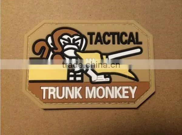 1X Tactical PVC Rubber 3D Tan Desert Trunk Monkey Combat Milspecl STICK-ON Patch