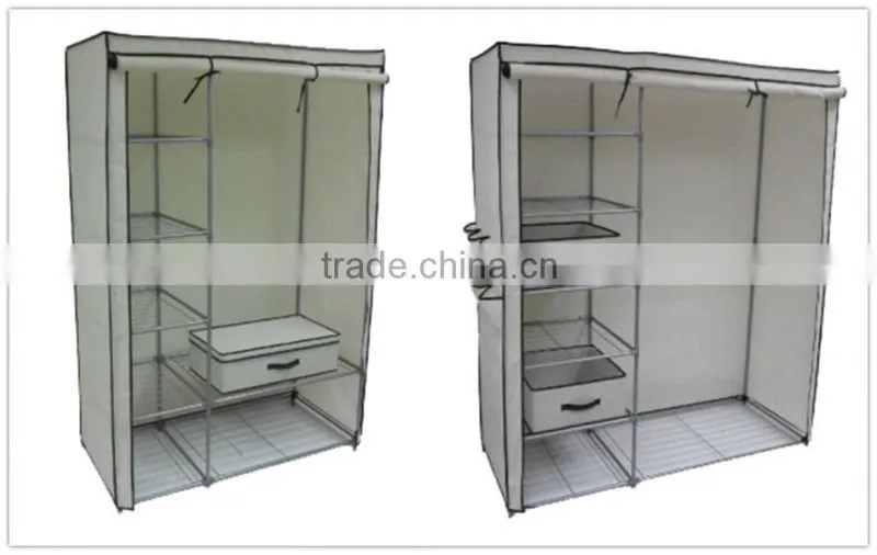 YJ-002 PP NONWOVEN wardrobes for small rooms/METAL WARDROBE/Plastic shelf