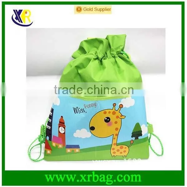 fashion cute cartoon kids non woven sublimation print drawstring bag