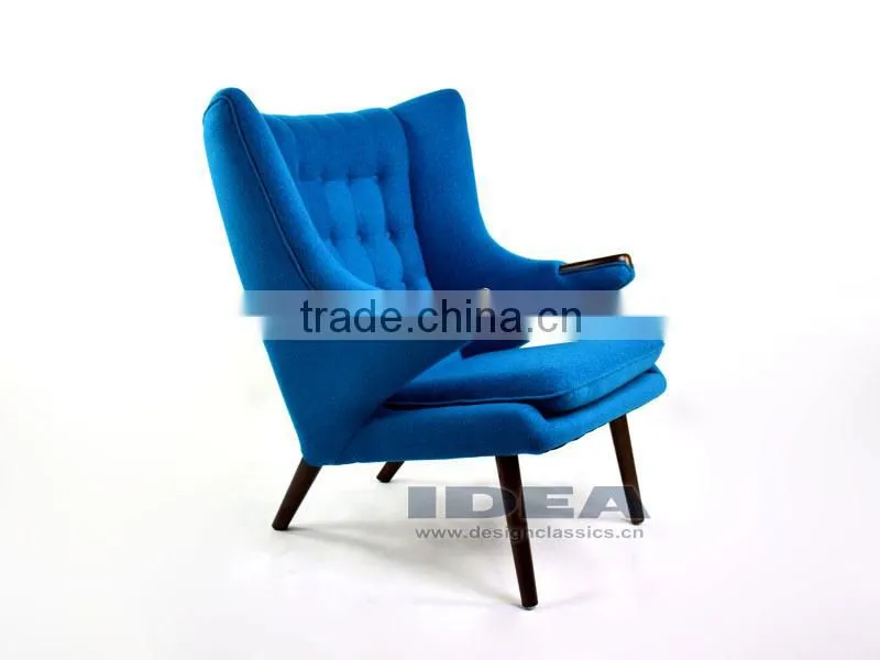 Replica Hans J Wegner Papa Bear Chair - Dark Blue Fabric