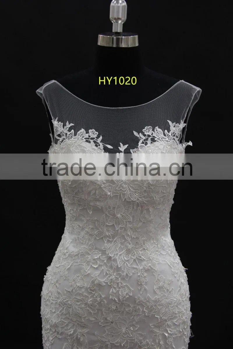 Real factory product! Venice lace flower with delicated beading mermaid wedding dress