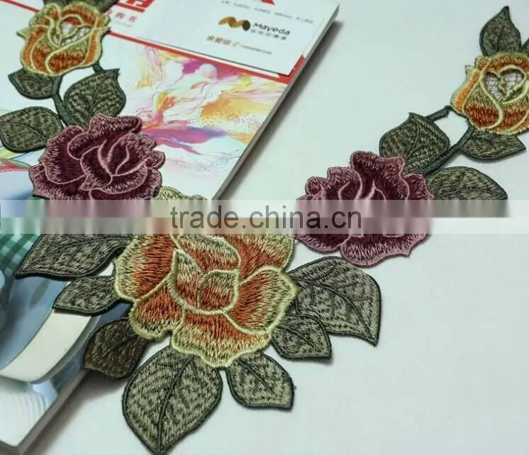 Women Multi-color E-thread Embroidery Lace Guipure Lace Collar for Tang Suit