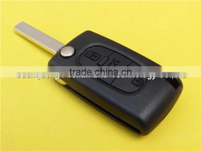 3 buttons remote flip key fob case for Peugeot 307 CE0536