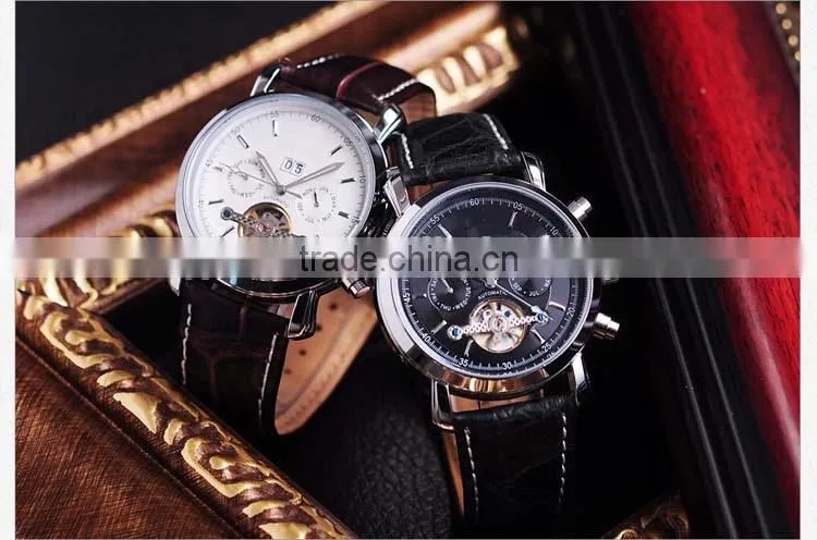 chinese cheap automatic watches china genuine leather strap sliver color bezel