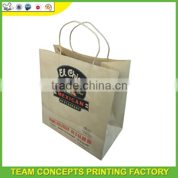custom offset printing flat handle kraft paper bag