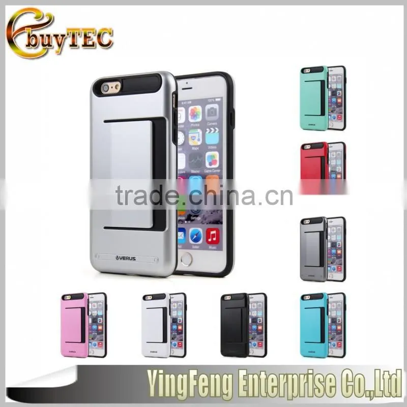 DAMDA Card Clip style mobile accessories for iphone 6 s ,dual layer shock proof phone case