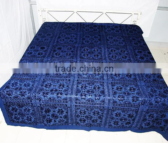Blue Mirror Embroidered Bedsheets