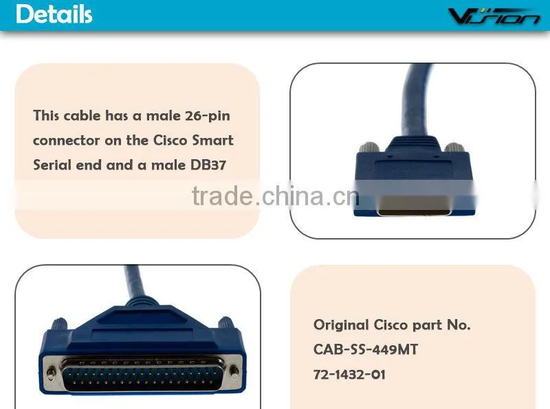 10FT CAB-SS-449MT Cisco Smart Serial to DB37 male RS449 DTE Cable