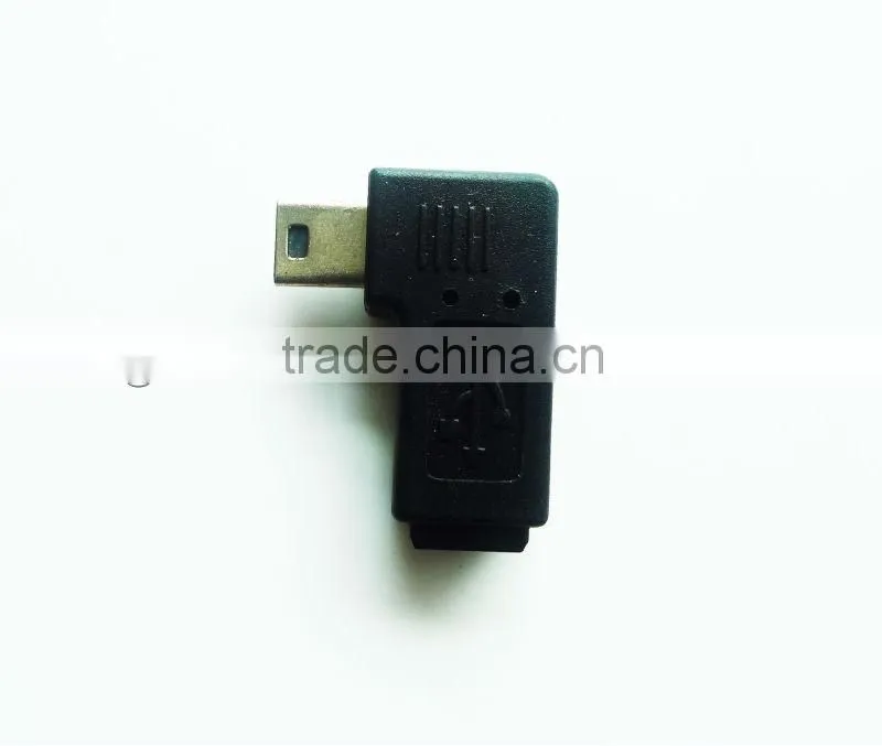 Mini USB 2.0 5P Male to Female M - F extension adapter 90 degree Left angled