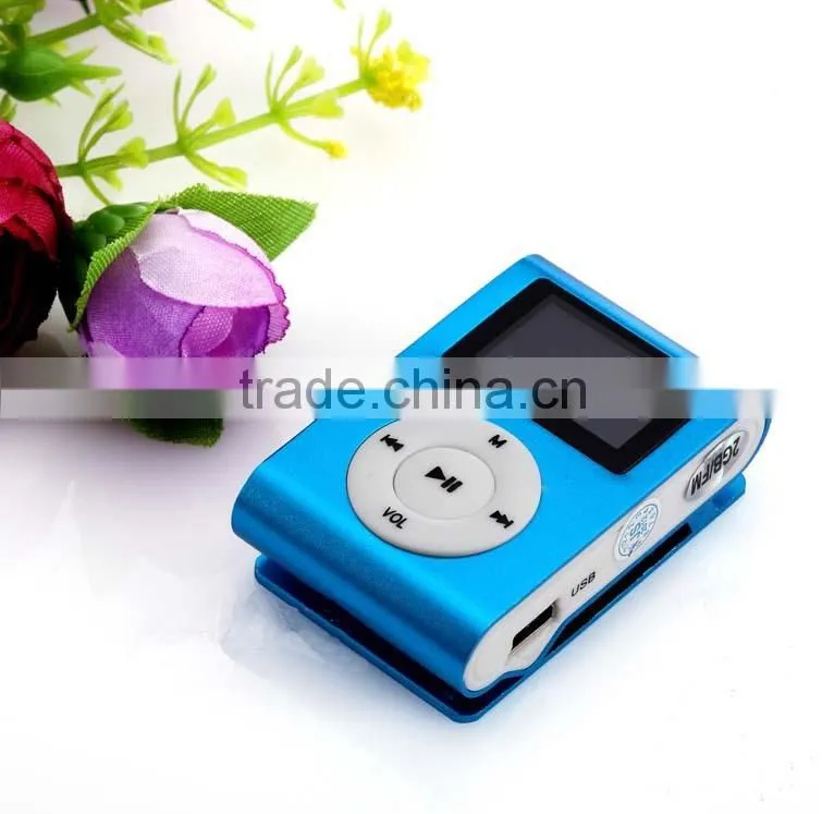 China Factory Cheap 1.1inch TFT Screen Metal Clip FM Mp3 Player With Mirco SD Card Slots