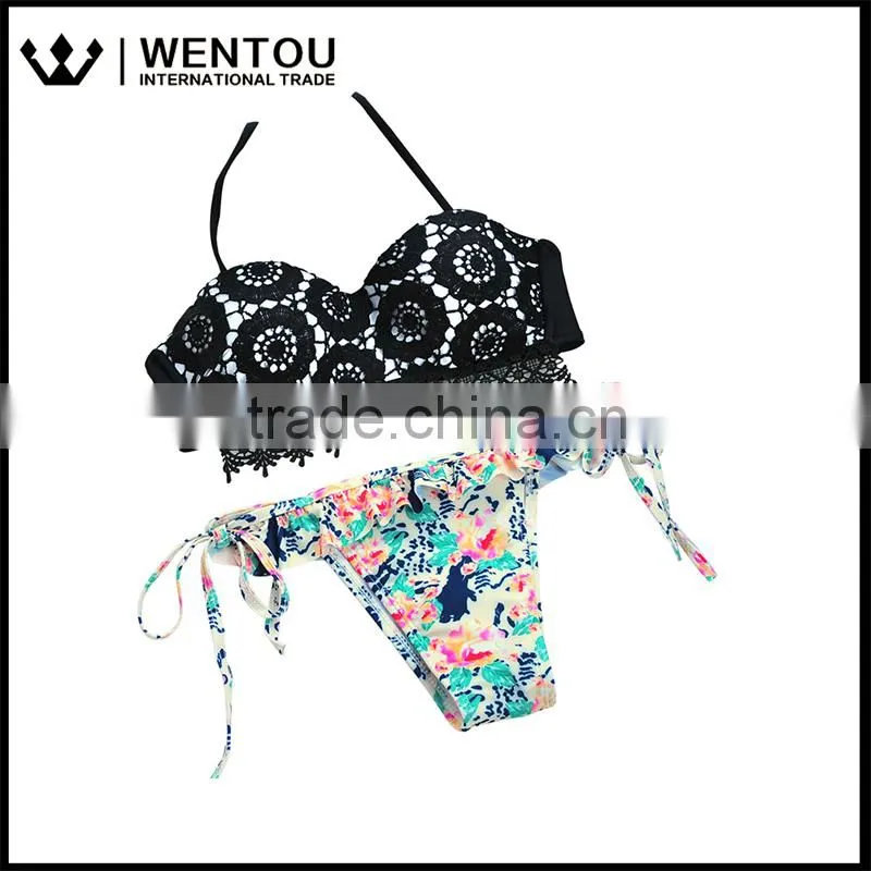 Wentou Ladies Sexy Print Push Up Bathing Swimsuit Bikini