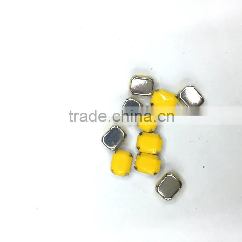 6*8mm octagon acrylic rhinestone metal claw Diamante pastel candy rainbow diy craft hobby bracet beads sewing on trim garment