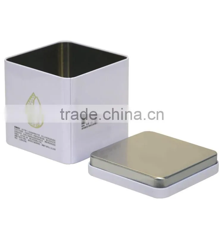 Simple green rectangular tin box for articles of daily use