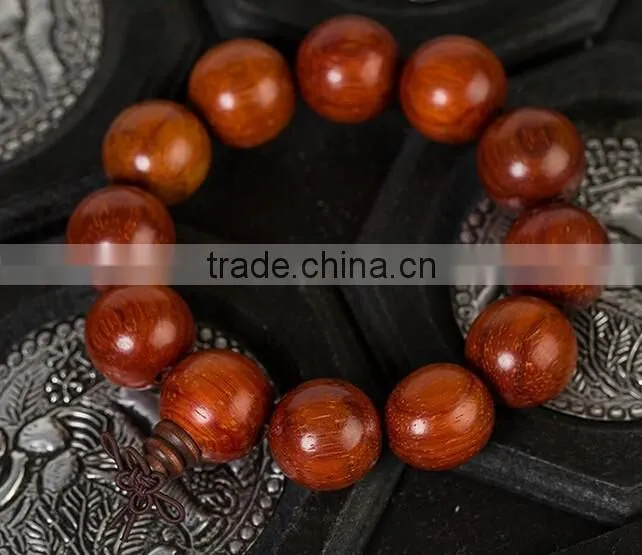 Men's Nice Round Natural Cat's Eye Red Antifatigue Sandalwood Beads Bracelet