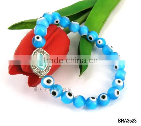 4mm & 8mm Glass turkish eye charms bracelet