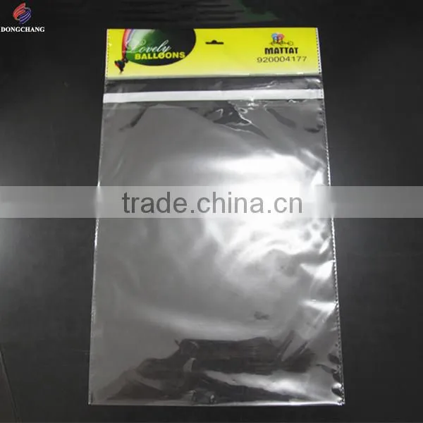 Plastic self adhesive bopp header bag with euro hole and permanent tape