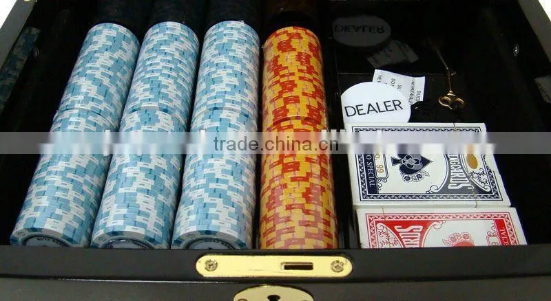 500ct Monte Carlo Poker Chips in Black Mahogany Case