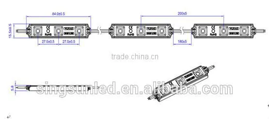 DC12V 0.72watt waterproof 3 chips 5050 smd led module 3 years warranty 5050 injection led module