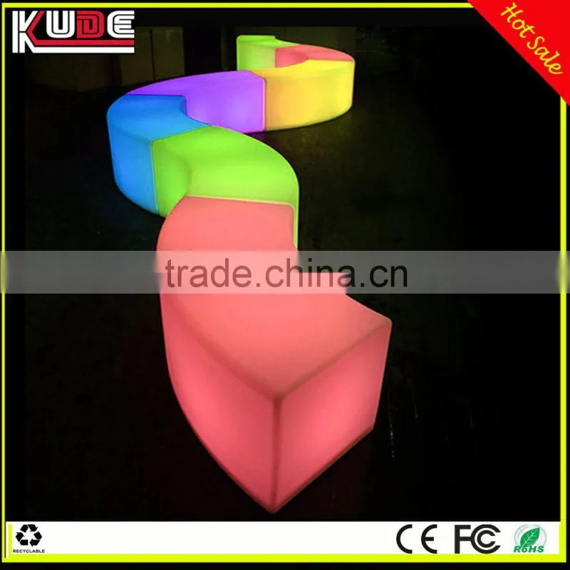 Ourdoor LED furniture LED curved bench/LED light bench with RGB 16colors changing