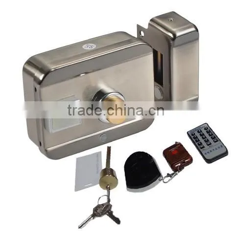 Smart electric motor lock with card reader and double solid cyclinder
