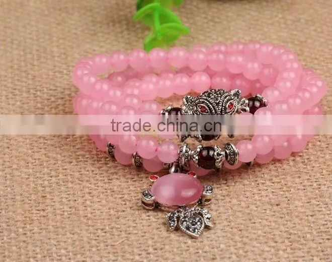 genuine natural pink crystal small lucky bead bracelet for sale