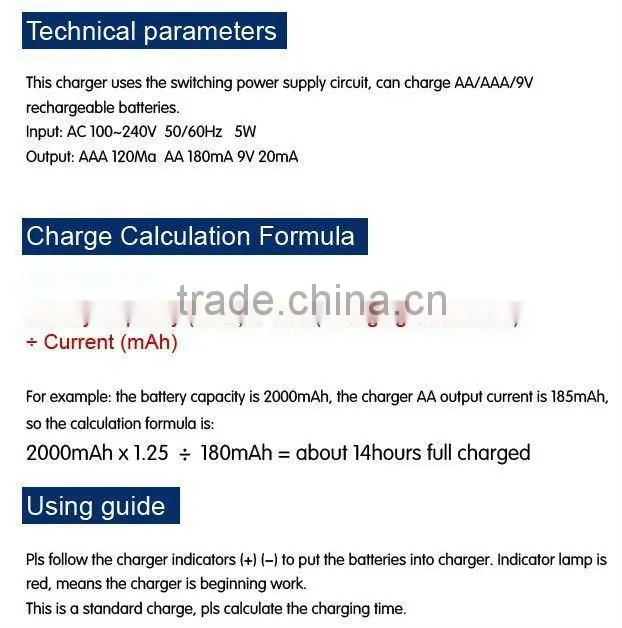 Universal Fast Charger for AA/AAA/9V Rechargeable battery (PN-882)