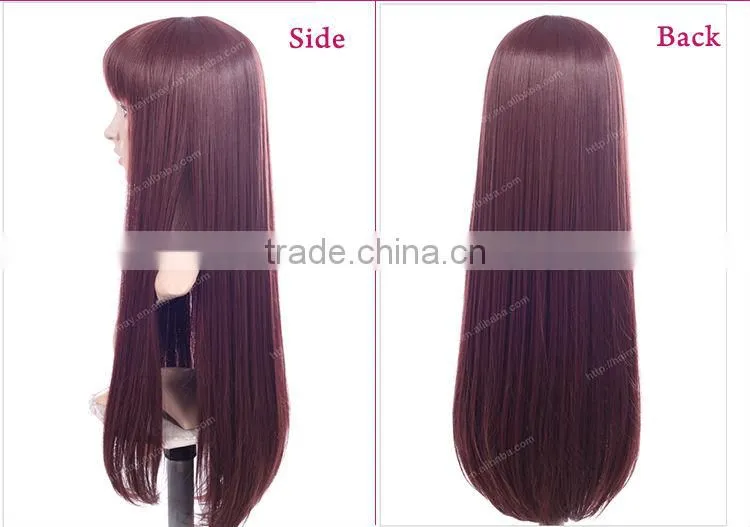 New Product High density Customizable Red long straight hair wigs