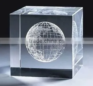 2016 Hot new innotative 3d laser engraved cystal airplane crystal cube