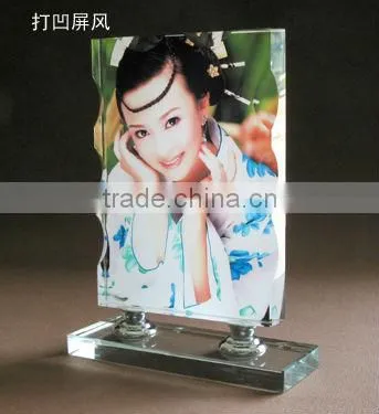 Heart shaped printing colorful Crystal Photo Frame